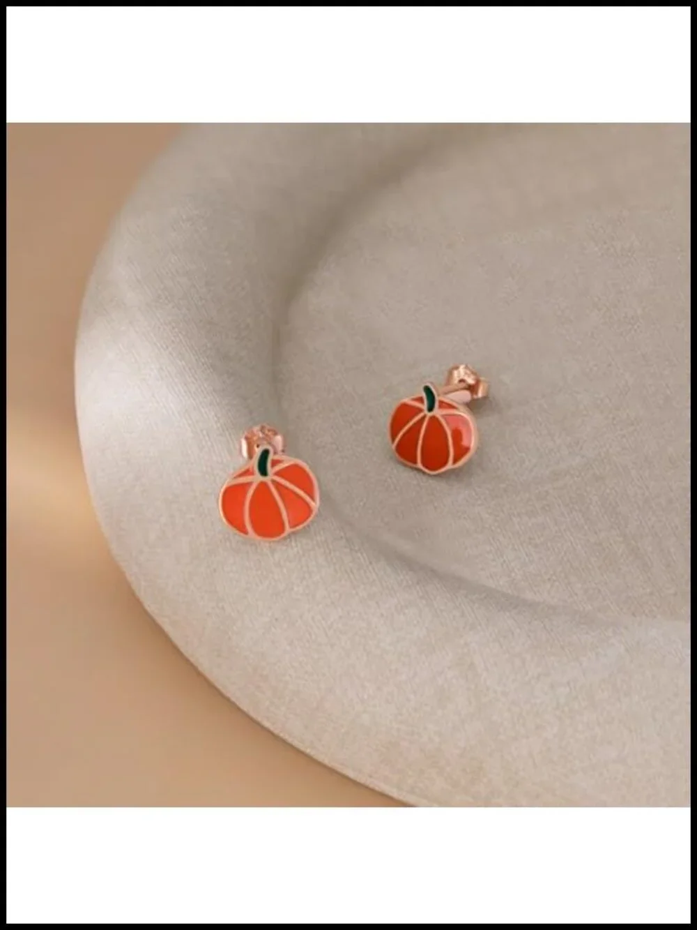 Solid 925 Sterling Silver Cute Pumpkin Earrings Stud Halloween Jewelry